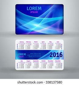 English pocket calendar for 2016, vector template