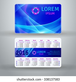 English pocket calendar for 2016, vector template