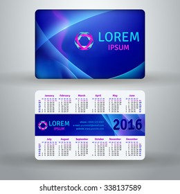 English pocket calendar for 2016, vector template