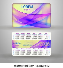 English pocket calendar for 2016, vector template