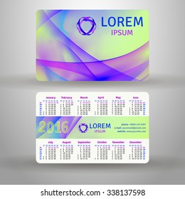 English pocket calendar for 2016, vector template