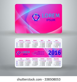 English pocket calendar for 2016, vector template