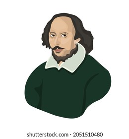 
English poet and playwright William Shakespeare, vector portrait