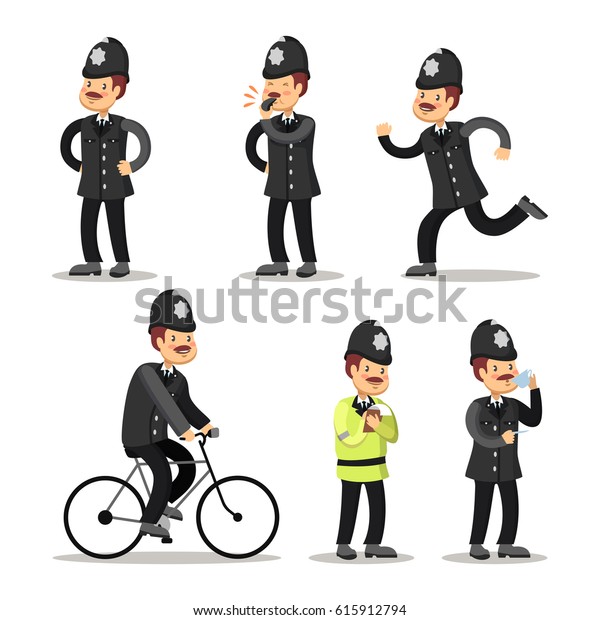 Vector De Stock Libre De Regalias Sobre Caricatura Del Policia Ingles Oficial De