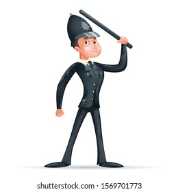 English policeman constable order law security protection cartoon design character vector illustrator
