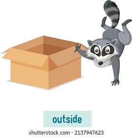 English prepositions of place for children illustration