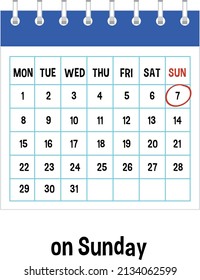 English prepositions of time with calendar illustration
