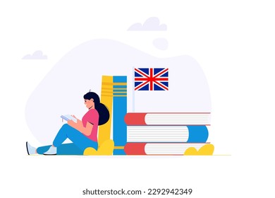 English Proficiency Test and Exam. IELTS International English Language Testing System. Vector illustration.