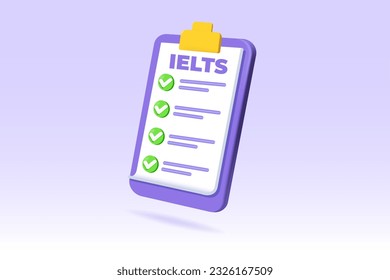 English Proficiency Test and Exam. IELTS International English Language Testing System. Vector illustration.