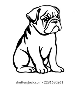 English puppy Dog in clothes line art vector
