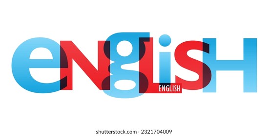 ENGLISH red and blue vector typography banner