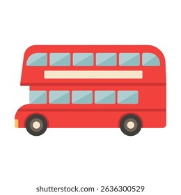 English red double-decker bus. Vector illustration isolated on white background.