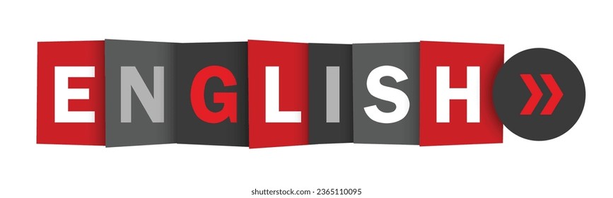 ENGLISH red and gray vector web button