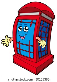 English red phone booth - vector illustration.