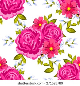English rose. Abstract elegance seamless pattern with floral elements. Flower background.