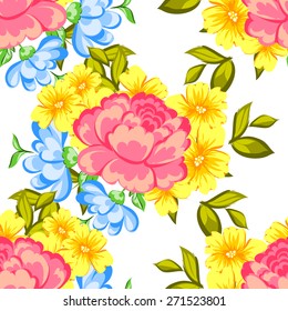 English rose. Abstract elegance seamless pattern with floral elements. Flower background.