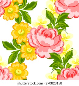 English rose. Abstract elegant seamless pattern with floral elements. Flower background.