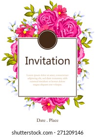 English rose. Romantic botanical invitation. Greeting card with floral background.