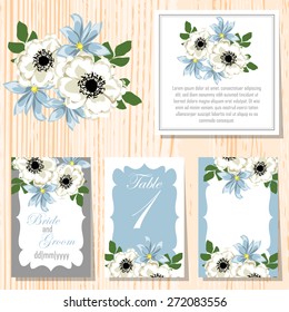 English rose. Wedding invitation cards with floral elements. Flower vector background.