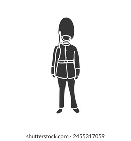 English Royal Guard Icon Silhouette Illustration. United Kingdom Vector Graphic Pictogram Symbol Clip Art. Doodle Sketch Black Sign.