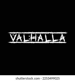 English runic letters Valhalla isolated on black background. Grunge ink blots Scandinavian and Icelandic symbols set