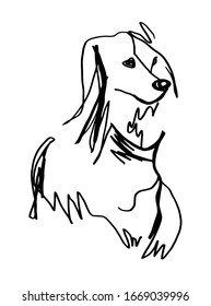English Setter Dog Breed Lying With Head Up Position Line Art Illustration