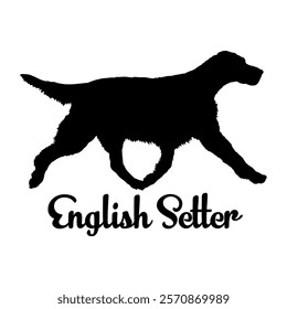 English Setter. dog silhouette, dog breeds, logo, vector, silhouette,  animal, illustration, icon, sign, design, black, symbol, pet, love
