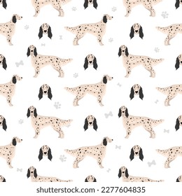 English setter seamless pattern.  Vector illustration