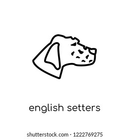 English Setters dog icon. Trendy modern flat linear vector English Setters dog icon on white background from thin line dogs collection, editable outline stroke vector illustration