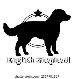 English Shepherd dog silhouette,  dog, dog breeds, logo, vector, silhouette, logo design, animal, illustration, icon, sign, design, black,  symbol, pet