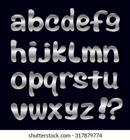 English silver alphabet on a black background. Vector illustration.