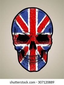 english skull face and grunge flag or texture
