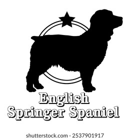 English Springer Spaniel. dog silhouette,  dog, dog breeds, logo, vector, silhouette, logo design, animal, illustration, icon, sign, design, black,  symbol, pet