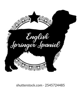 English Springer Spaniel dog silhouette, dog, dog breeds,  vector, silhouette, logo design, animal, illustration, icon, sign, black, pet