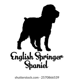 English Springer Spaniel. dog silhouette, dog breeds, logo, vector, silhouette,  animal, illustration, icon, sign, design, black, symbol, pet, love
