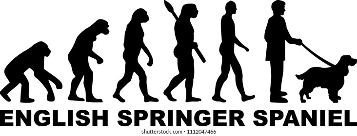 English Springer Spaniel evolution with word in black 