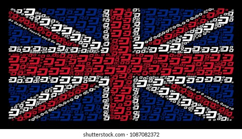 English State Flag concept made of Dash currency pictograms on a dark background. Vector Dash currency pictograms are combined into conceptual UK flag illustration.
