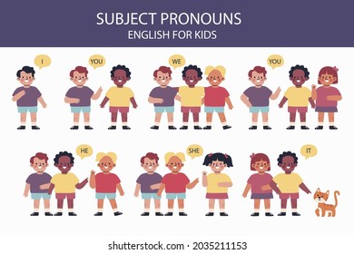 English Subject Pronouns Preschool Kindergarten School Stock Vector ...