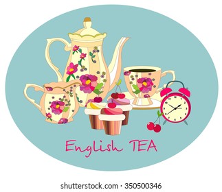 English tea set. Vector illustration