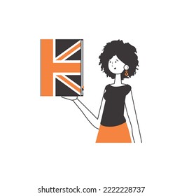 English teacher. The concept of learning a foreign language. Linear modern style. Isolated, vector illustration.