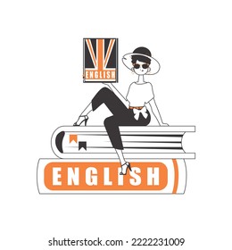 English teacher. The concept of learning a foreign language. Linear modern style. Isolated, vector illustration.