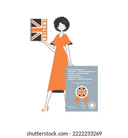 English teacher. The concept of learning a foreign language. Linear style. Isolated, vector illustration.
