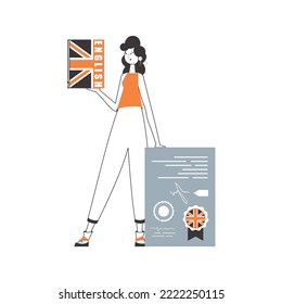 Englischlehrer. Das Konzept des Erlernens einer Fremdsprache. Linearer Trendstil. Einzeln, Vektorgrafik.