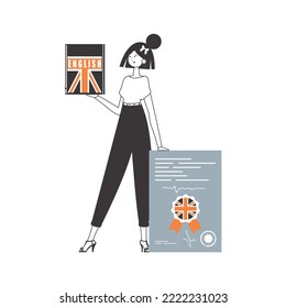 English teacher. The concept of learning English. Linear modern style. Isolated, vector illustration.