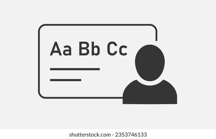 English teacher line icon. School education, elementary grammar. Study language. Vector illustration