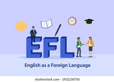 English teaching vector concept: Group of people learning english as a foreign language while wearing face mask 