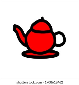 English teapot of red color.