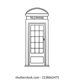 English telephone booth doodle icon, vector illustration