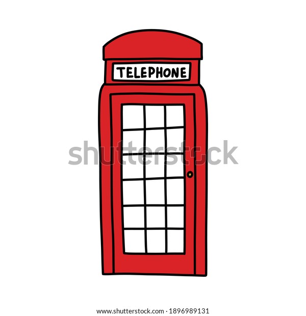 English\
telephone booth doodle icon, vector\
illustration