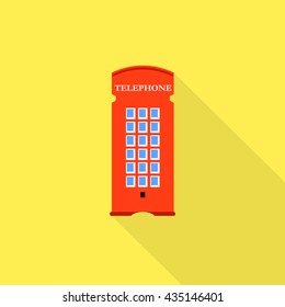 English telephone booth sign icon. Vector. Flat
